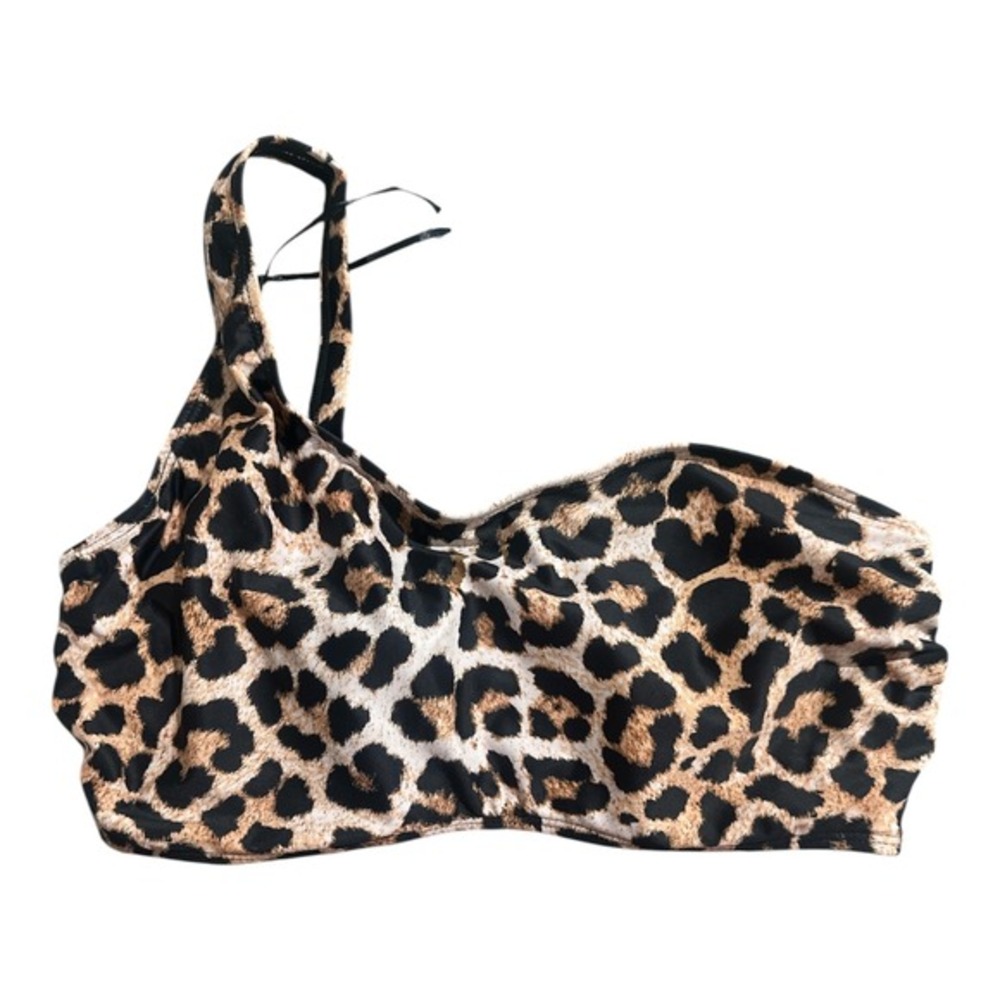 Ivory Rose Leopard Print One Shoulder‎ Fuller Bust Bikini Top 34DD Underwire